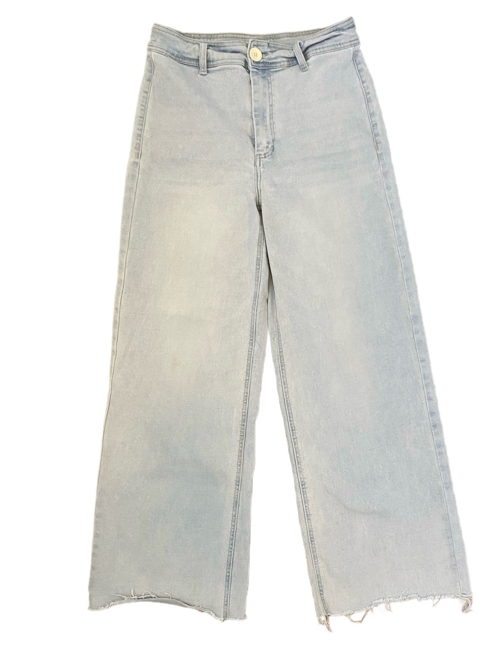Oat New York High-Waist Wide-Leg Stretch Jeans - Light Blue Wash Size 10